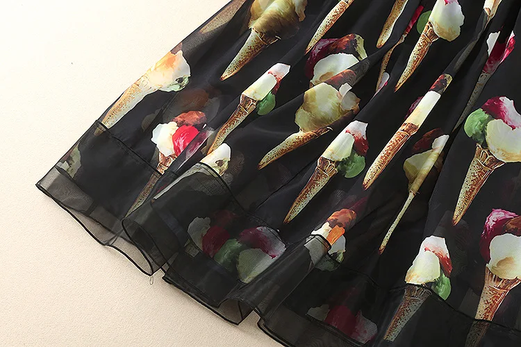 S 5XL высокое качество 2018 Лето Подиум шоу Новое мороженое печати сзади ручной