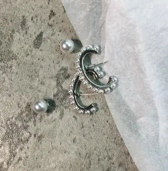 B HUANZHI корейский шикарный стиль S925 Стерлинговое Серебро булавка Золотой Металл изогнутые волнистые линии жемчужные круглые серьги для женщин вечерние - Окраска металла: B