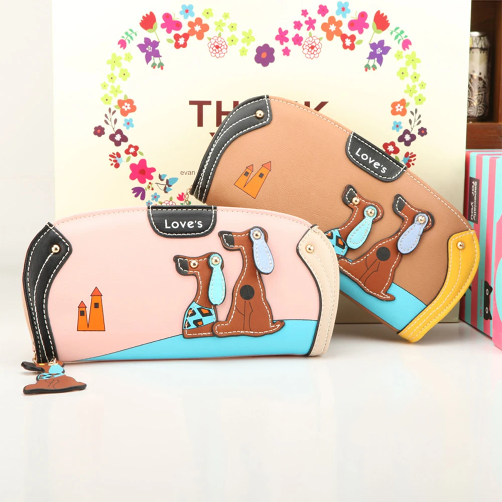 Женские кошельки в японском стиле 4 цветов Женский кошелек на молнии с мультяшной