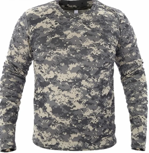 ACU Camo Новая летняя уличная камуфляжная охотничья футболка с длинным рукавом, быстросохнущие тактические топы, дышащие бионические камуфляжные футболки, футболки для кемпинга - Цвет: ACU Camo