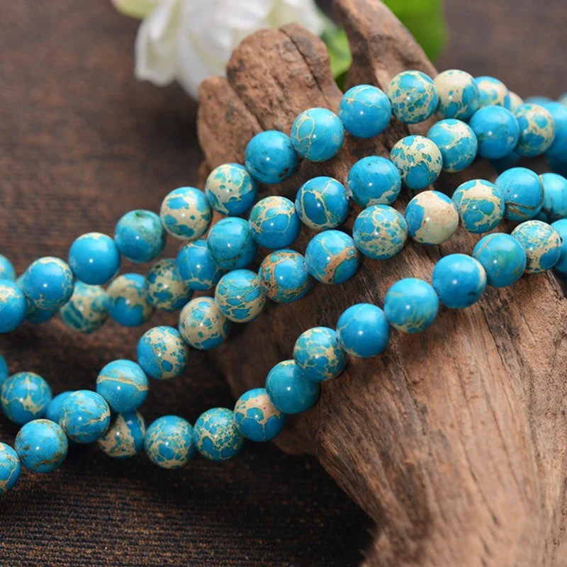 

Blue Imperial Pine Howlite Beads Natural Stone Top Quality Ore Round Loose Ball 4/6/8/10/12mm Jewelry Bracelet Accessories Diy