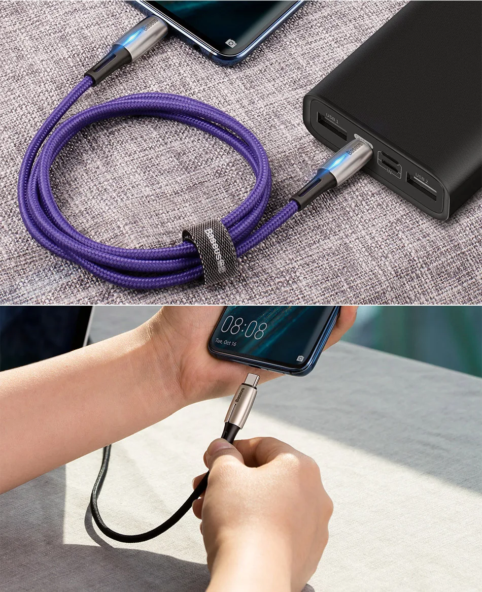 Светодиодный кабель usb type c для быстрой зарядки для samsung xiaomi notebook macbook pro Зарядное устройство usb c PD кабель 2 m 1 m 3A