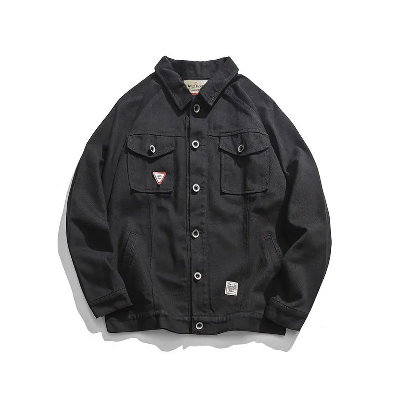 Весенняя джинсовая куртка с капюшоном Для мужчин поддельные Двойка Streetwear Японии