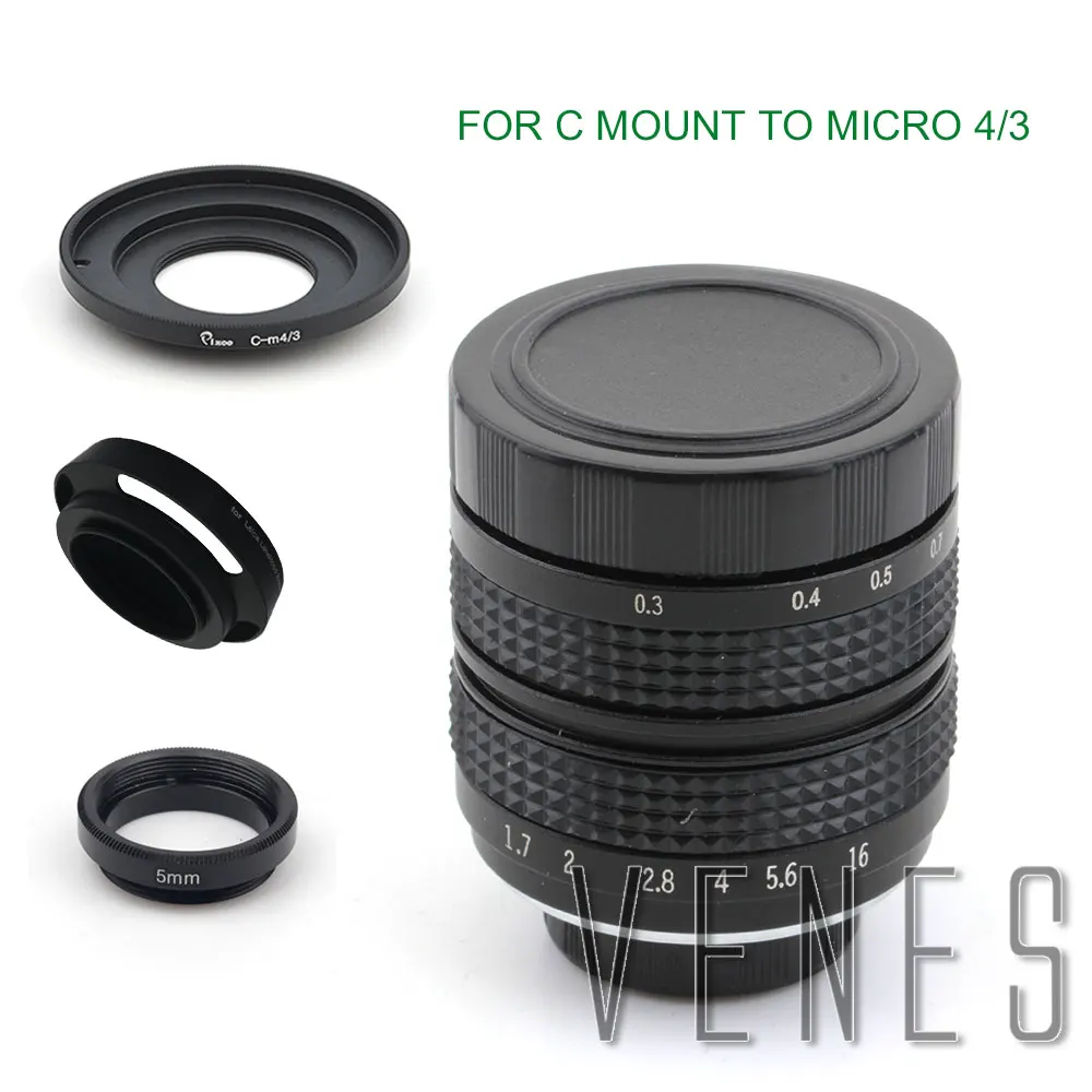VENES 35 мм f/1,7 CC tv объектив для Nikon1 MICRO 4/3 для Pentax Q Nex для Fuji FX+ бленда+ макрокольцо+ C крепление к адаптеру камеры