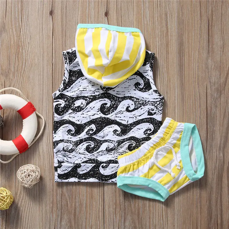 Baby Boys Tops Hooded T-Shirts Shorts Outfits Set Clothing Cotton 2PCS Newborn Boy Clothes |