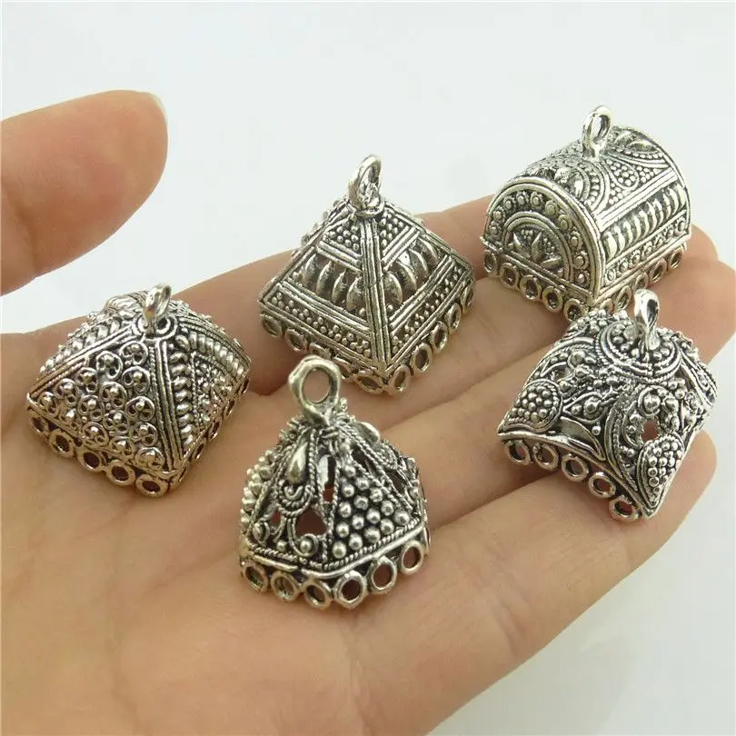 Винтажный квадратный кулон в форме лепестка с бусинами 5 кратный микс|filigree pendants|f
