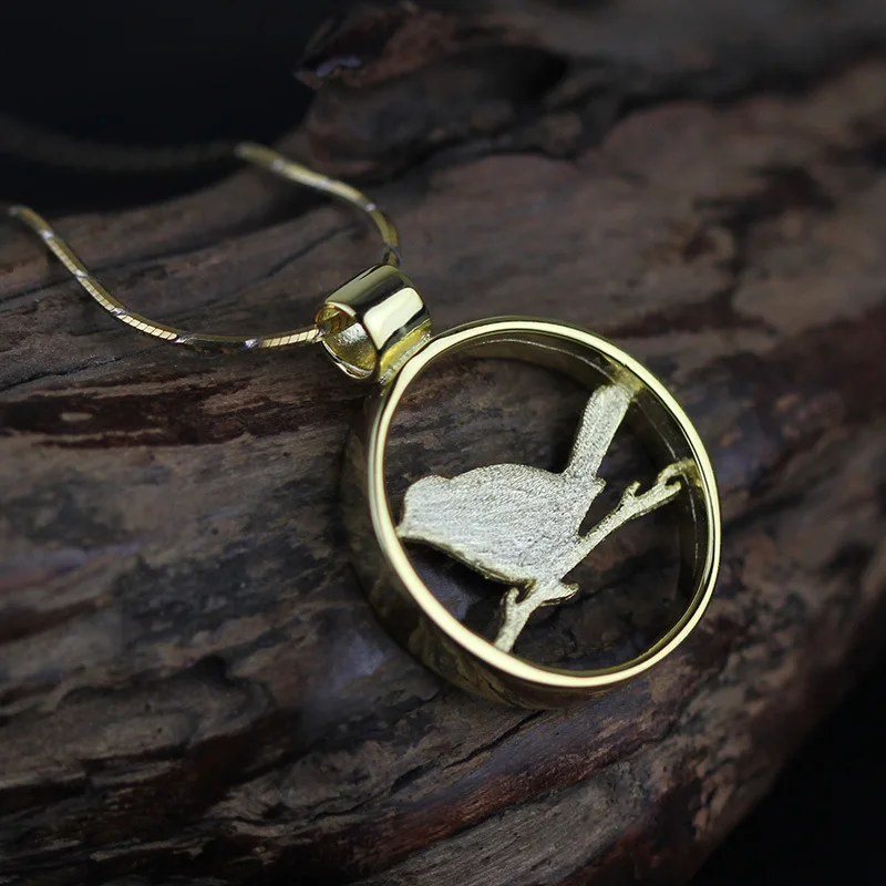 Поэтический стерлингового серебра 925 кулон Птица на ветке с клетка для птиц |