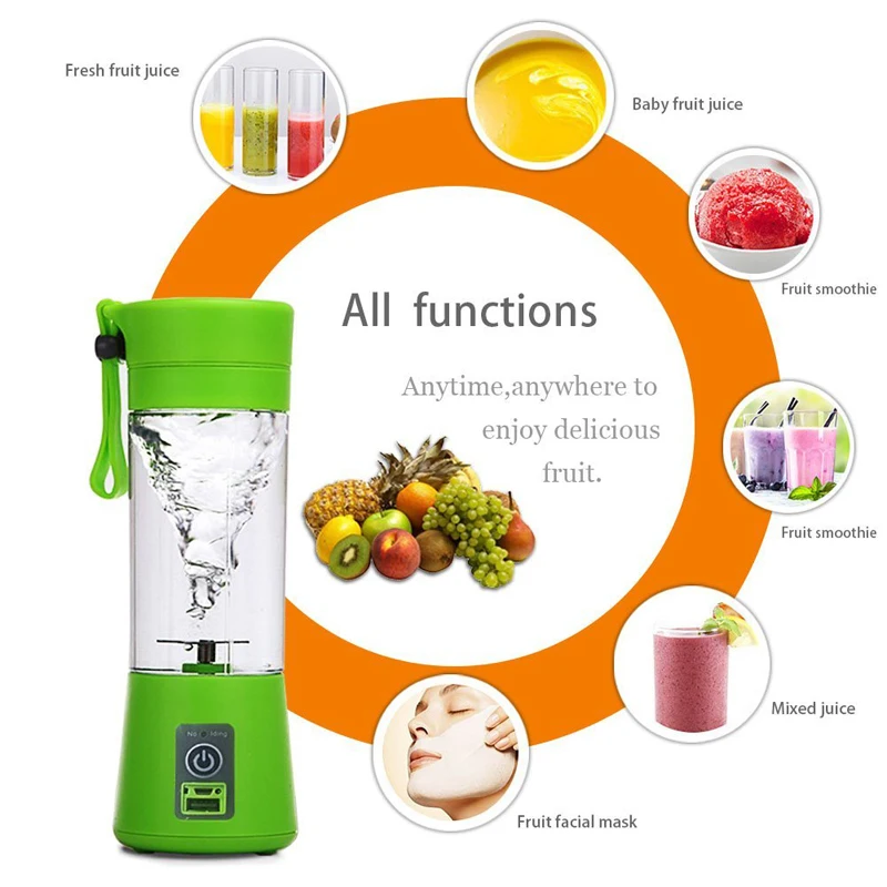 

380ML Portable USB Electric Juicer Cup Bottle Rechargeable Juice Blender Mixer Fruit Mixing Machine Kitchen Accessories