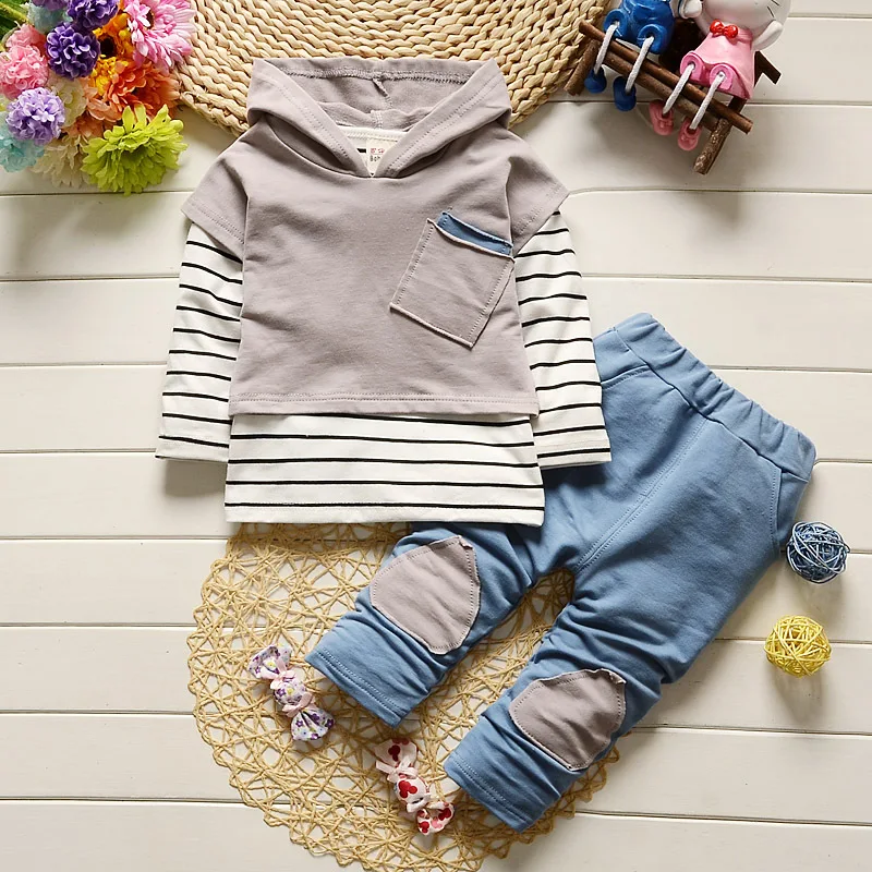 Комплект одежды с капюшоном для маленьких мальчиков детские толстовки штаны