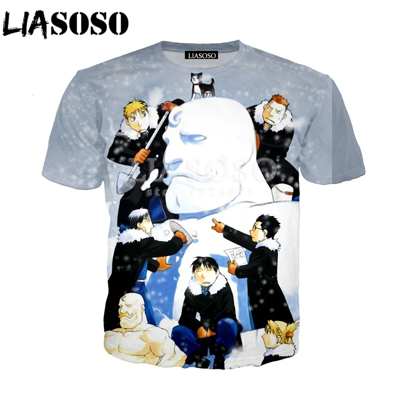 LIASOSO летняя модная мужская и женская футболка с коротким рукавом 3D принт аниме