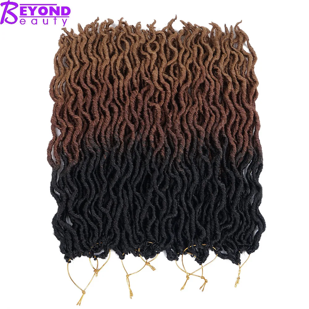 Ombre Faux locs кудряшки для наращивания 20 дюймов синтетические мягкие крючком косы дредлок для наращивания волос