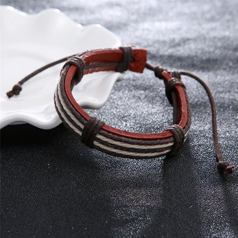 Мужской кожаный браслет в стиле ретро | Украшения и аксессуары