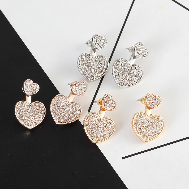 Hfarich Tibetan Blue Stone Bead Flower Heart Pearl Earring Jackets for Women Wedding Geometric Piercing Earing Jewelry Brincos |