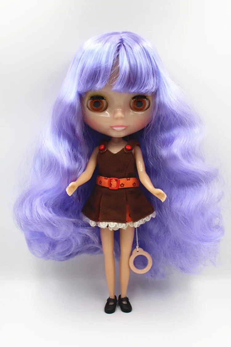 Кукла Blygirl с фиолетовыми вьющимися волосами челка 30 см кукла 1/6 Blyth модным телом