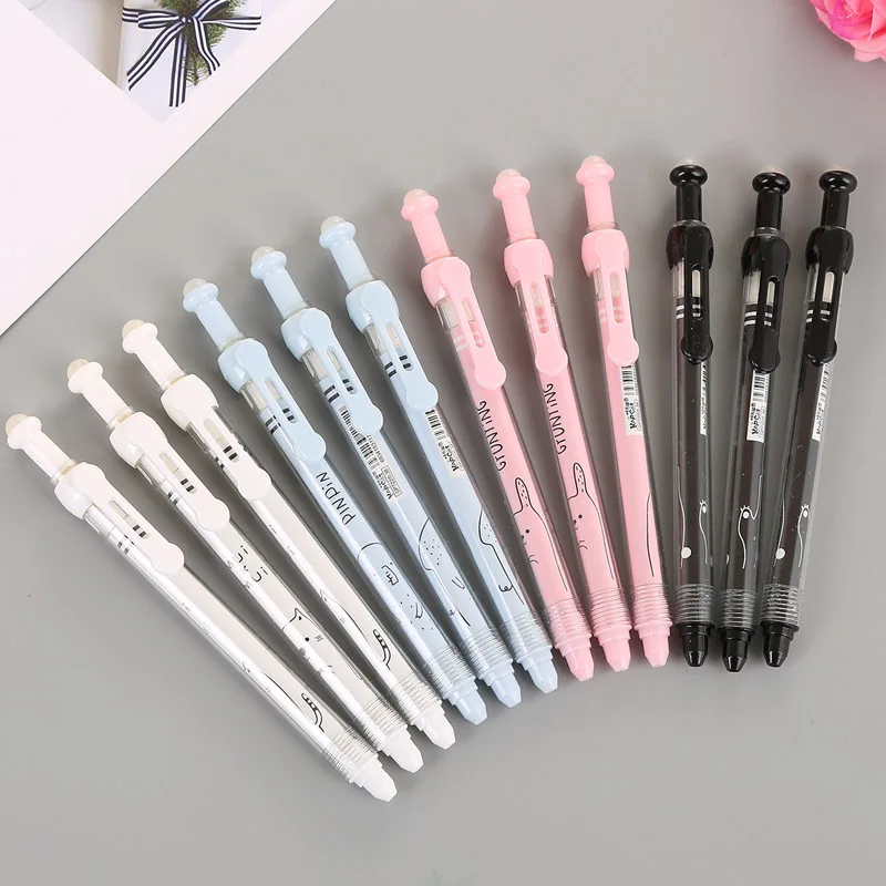 1 шт. милый кот мультфильм Пресс стираемая ручка синие чернила гелевая 0 38 мм