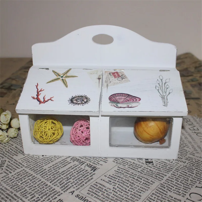 Креативная деревянная косметическая коробка для хранения вещей 2 решетки с