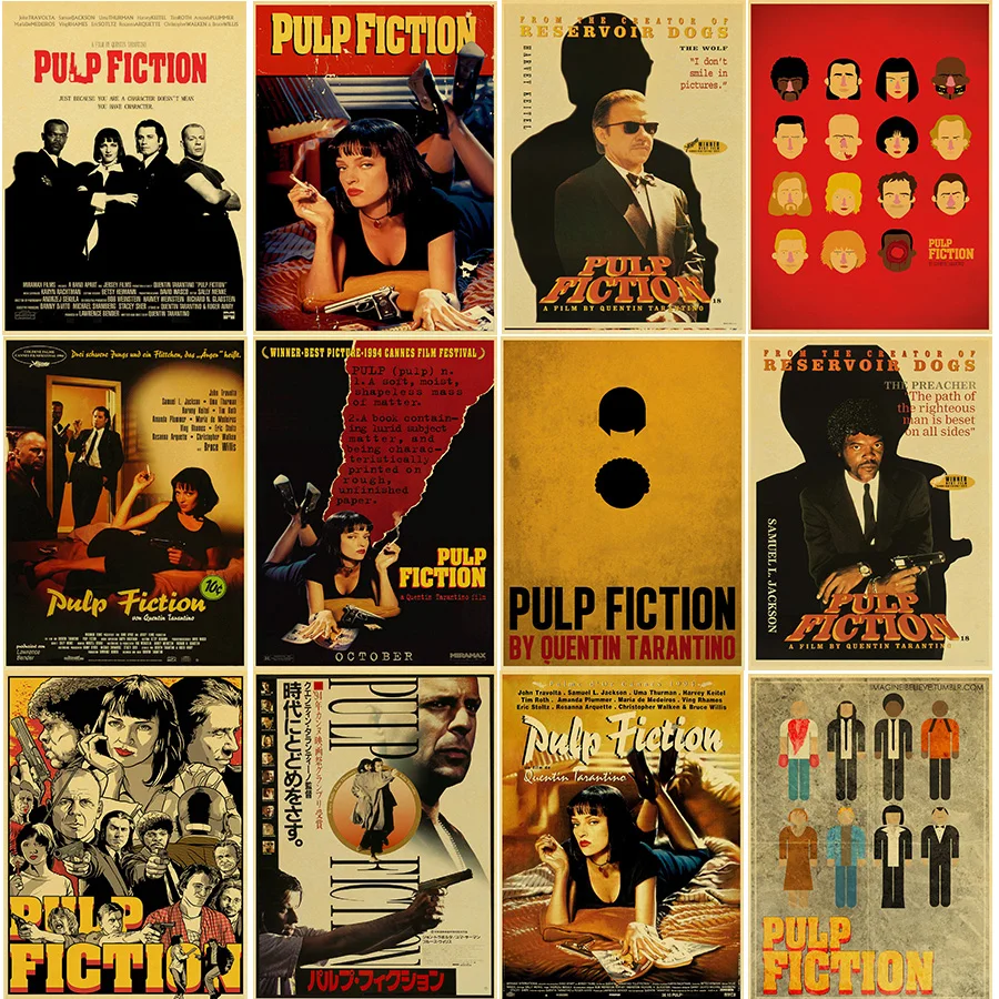 

Pulp Fiction poster B gather movie retro Poster Printed Kraft Paper Decorative Painting for room High quality wall decor