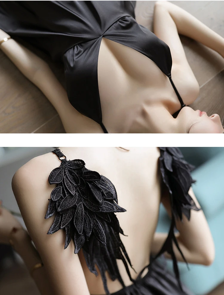 Крылья Ангела сексуальные соблазнительные Пижамы новые женские атласные платья для сна Ночная Рубашка домашняя одежда нижнее белье
