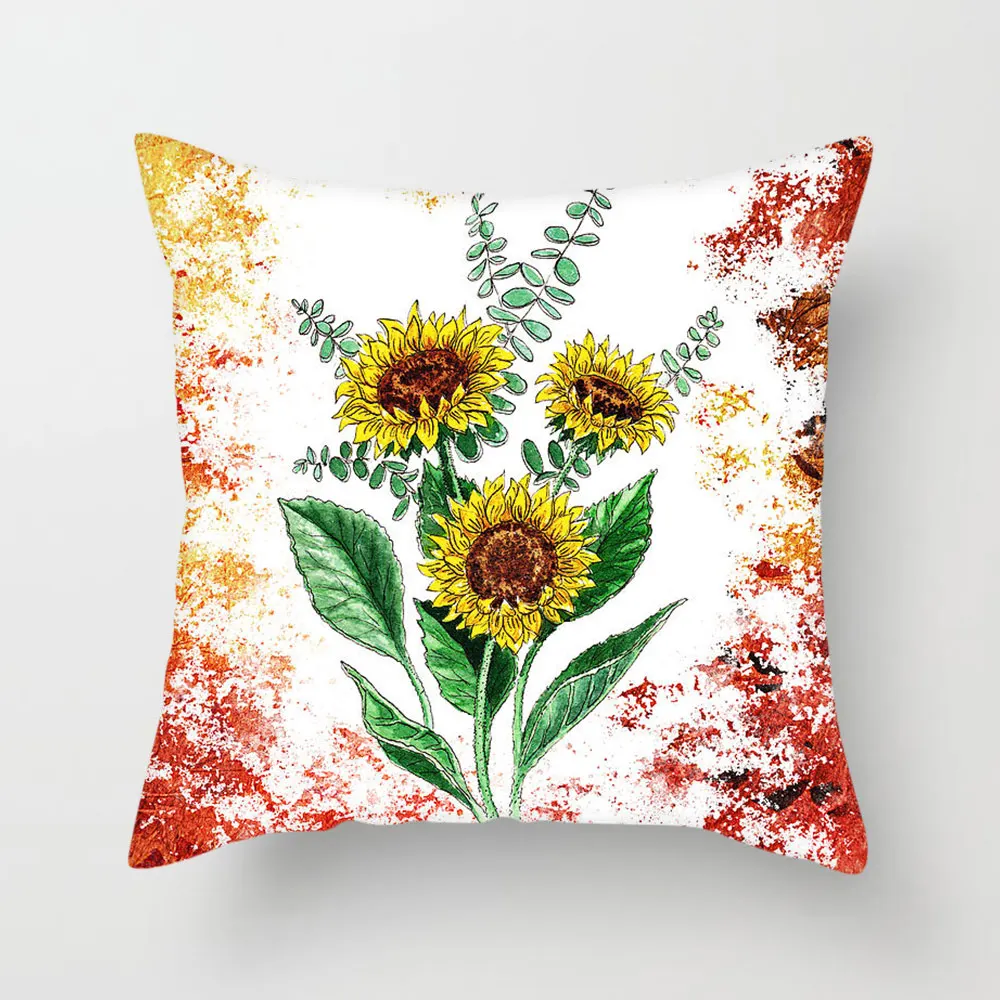 Чехлы для подушек с рисунком подсолнуха Fuwatacchi наволочка в виде листьев заката