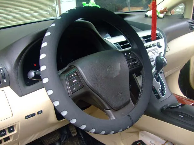 KKYSYELVA EVA Пробивной красный чехол рулевого колеса автомобиля 38 см Универсальный Авто Руль Чехлы автомобиля аксессуары для интерьера - Название цвета: GREY