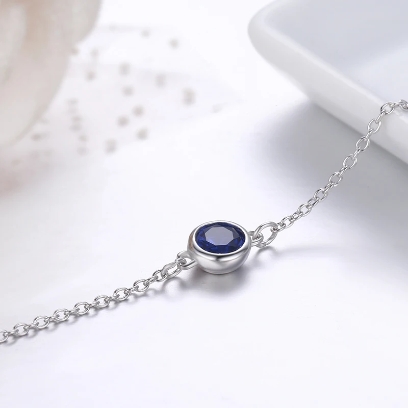 Женская цепочка из стерлингового серебра 925 пробы с круглым фианитом