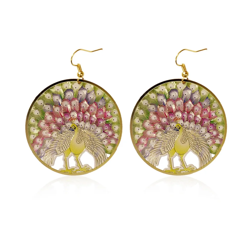 1 пара Новые модные женские туфли элегантные красочные печатные ухо Серьги |