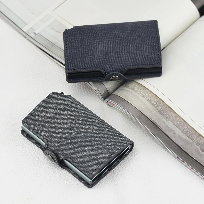 Casekey Jeans из искусственной кожи RFID металлический бумажник для мужчин|Держатели