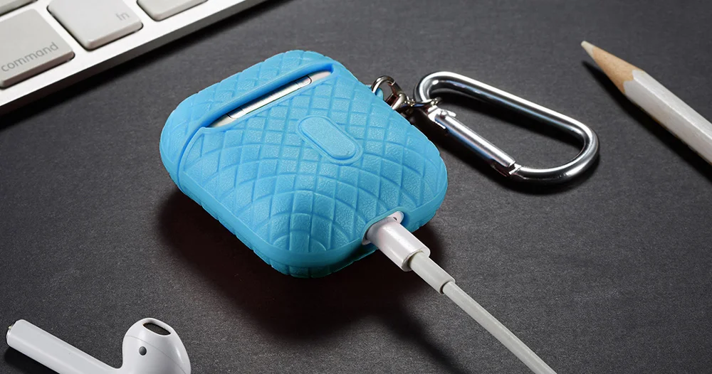 IQD для AirPods чехол тонкий чехол Портативный защитный текстурированный противоударный тканый мягкий TPU для Apple AirPod 1 и 2 аксессуары