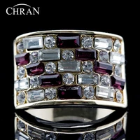 chran square crystal finger wedding rings for women fashion gold color cubic zircon rings jewelry accessories