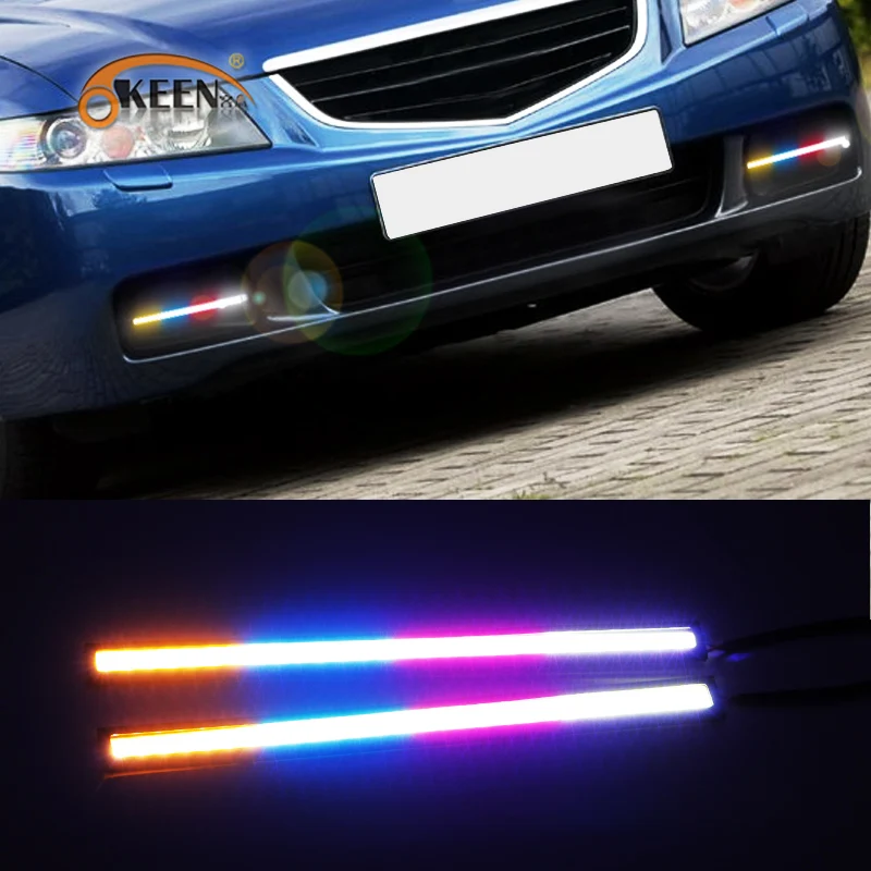 2*17 см 4 вида цветов COB светодиодный DRL Дневной ходовой светильник белый красный