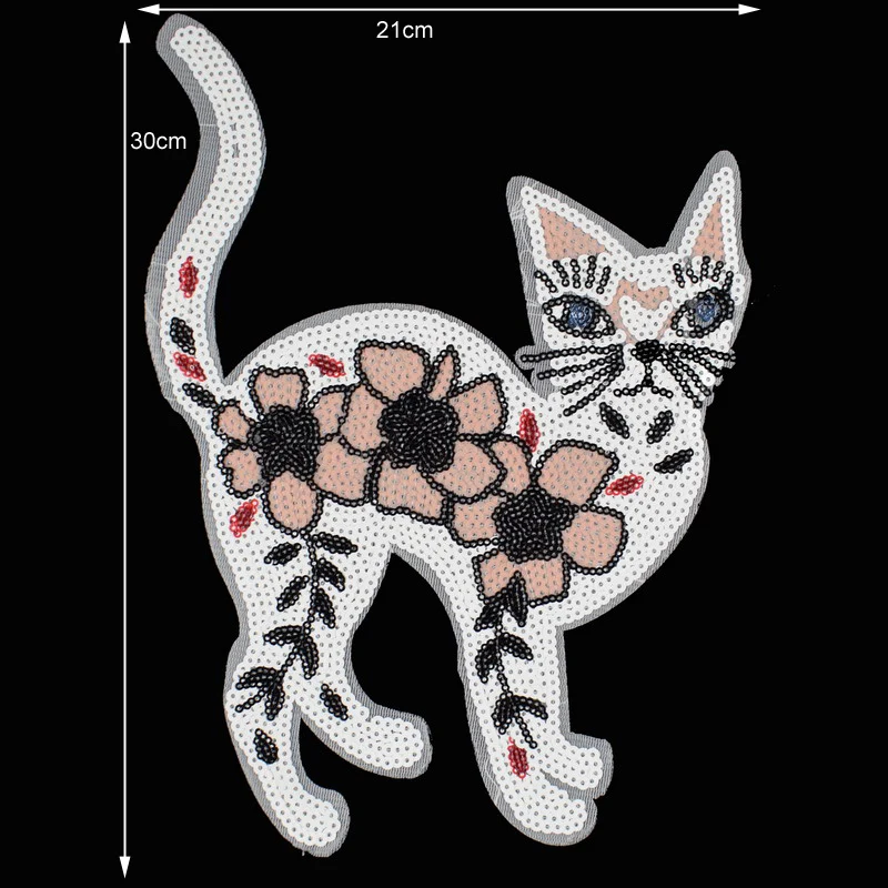 Cat sequins patch Iron On vintage embroidered fabric applique Sweater Jacket T-shirt coat decoration patches sewing NL096 | Дом и сад