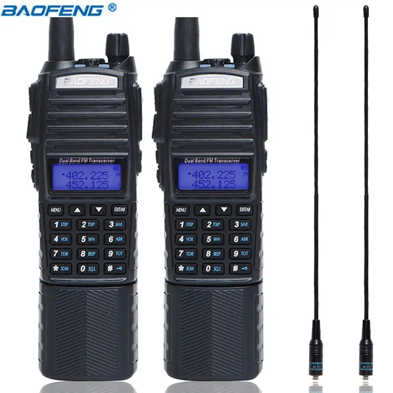 2 шт. Baofeng UV-82 Walkie Talkie 5 Вт 3800 мАч батарея Dual PTT 137-174/400-520MHz UV 82 Ham любительский