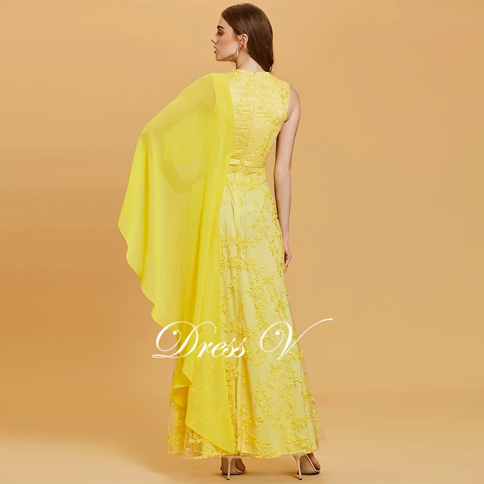 Dressv daffodil длинное недорогое вечернее платье из кружева, с вырезом на шее аппликации оболочка свадебное вечернее платье es