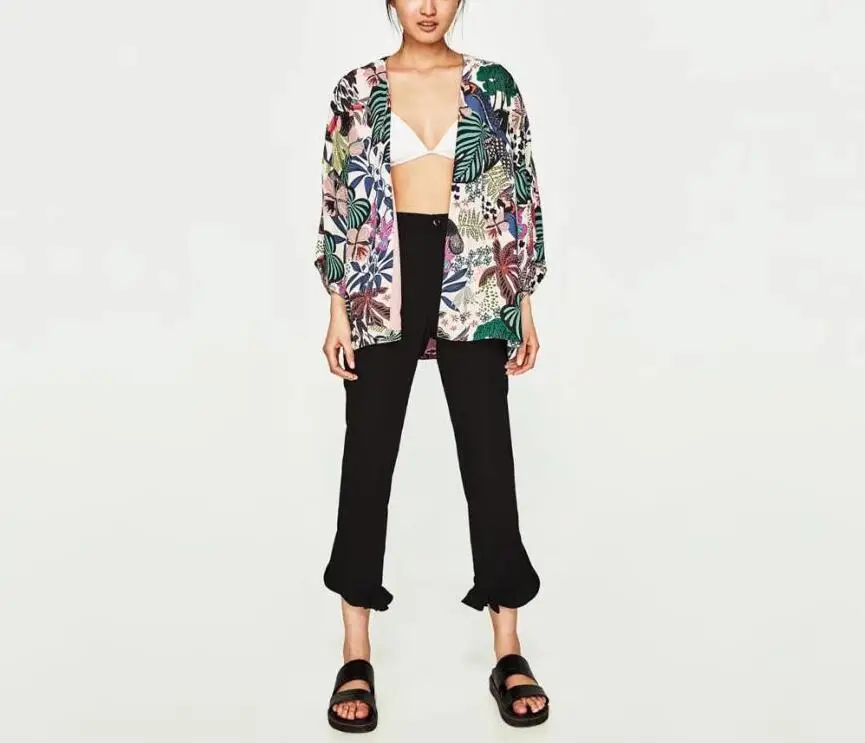 2019 Plus Size S-2XL Summer Sunproof Chiffon kimono Cardigan Fashion Women Floral Beach Camisa Mujer |