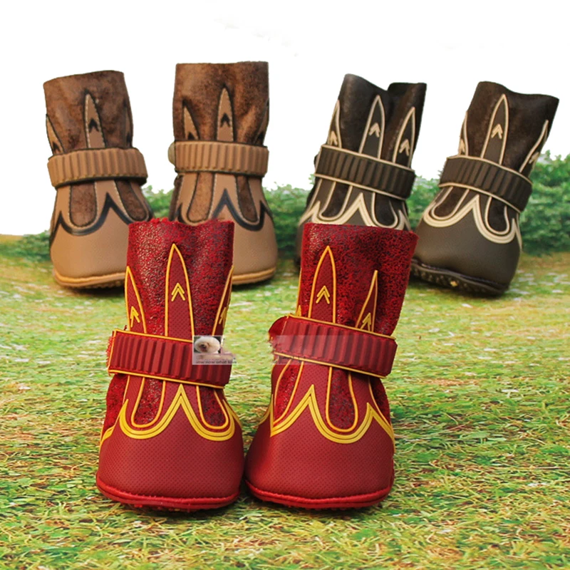 4 шт. обувь для собак нескользящие зимние теплые ботинки больших Повседневная