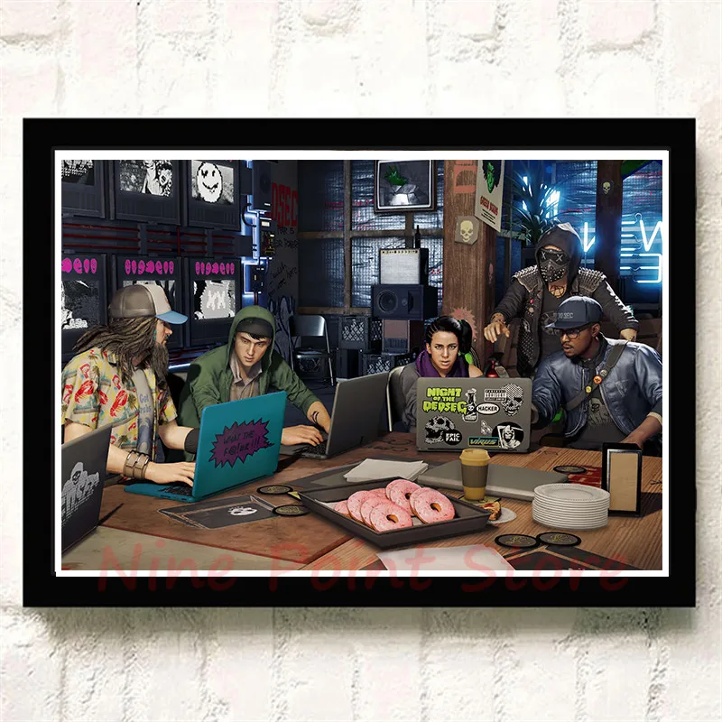 Watch Dogs бумажные плакаты с покрытием, игра, домашний интерьер, украшение, рисунок, ядро, наклейки на стену, бескаркасные - Цвет: Светло-желтый