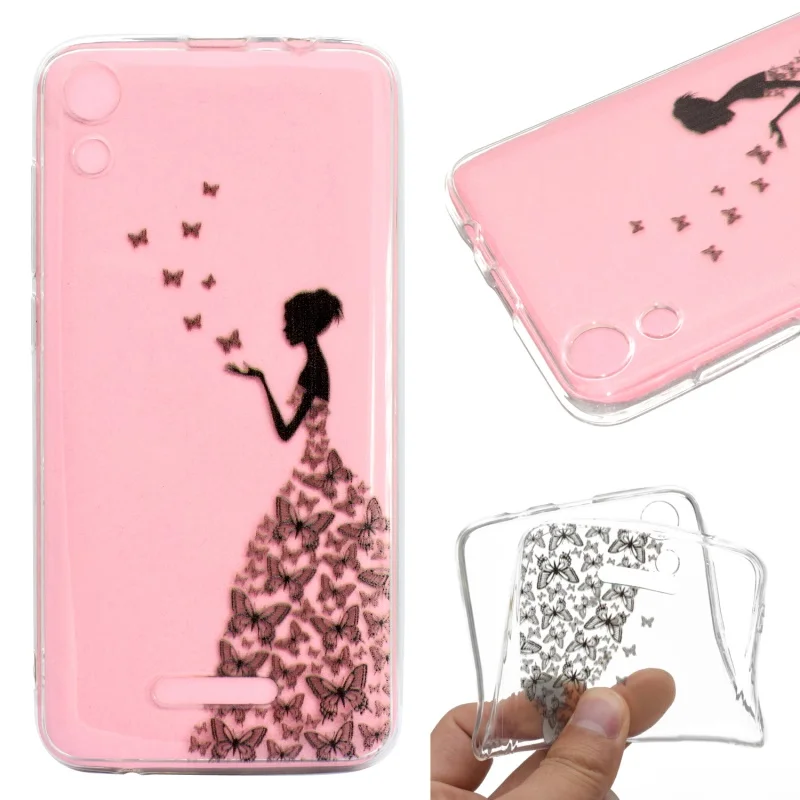 DULCII for Wiko Lenny 4 Smartphone Case Cover Pattern Printing TPU Soft Back Coque Capa Funda- Pink Marble |