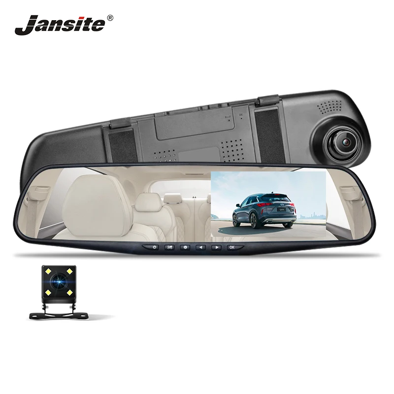Jansite 4 3 &quotБелый Автомобильный видеорегистратор DVR HD дисплей двойной объектив