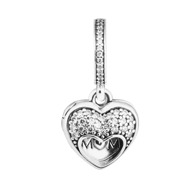 Подходят для браслетов Pandora с шармами бусины I Love My Mom прозрачным кубическим