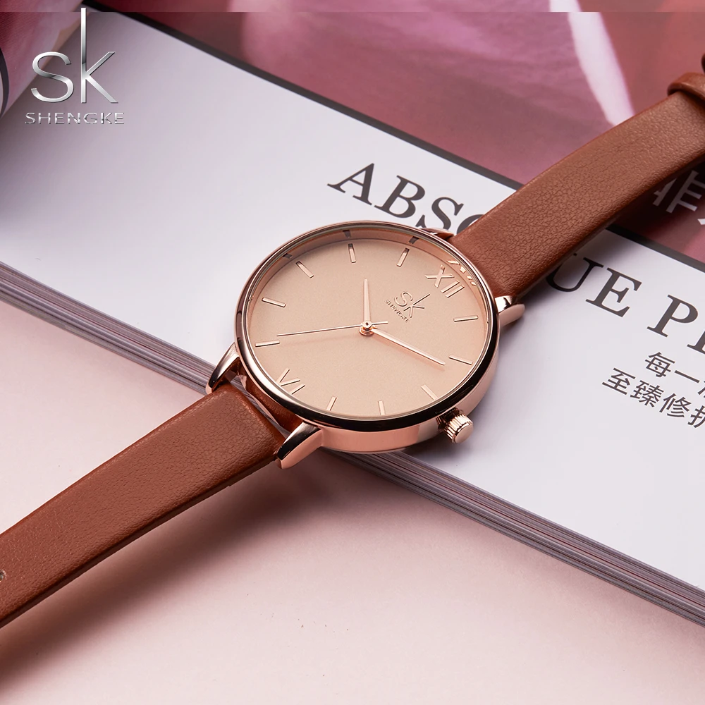 

Shengke Women Watches Luxury Brand Wristwatch Leather Women Watch Fashion Ladies Geneva Quartz Clock Relogio Feminino New SK