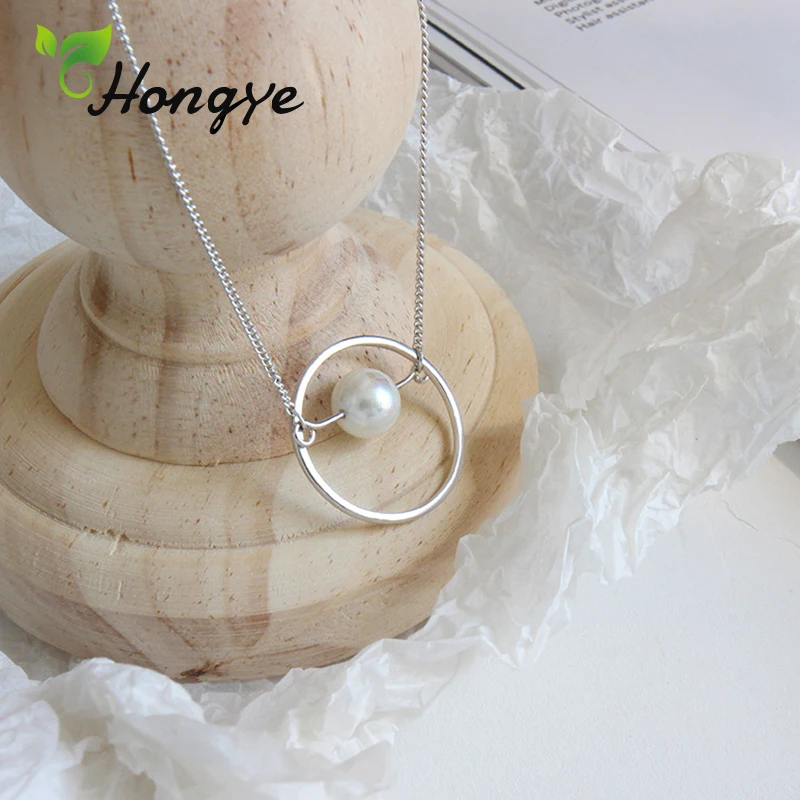 Hongye Серебряная цепочка жемчужное ожерелье с большой петлей кулон для девочек Ожерелье жемчужная оболочка индивидуальный воротник ювелирные изделия аксессуары
