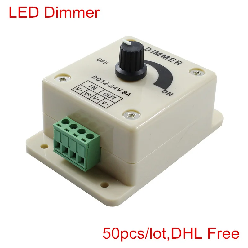 

50pcs/lot,DHL/Fedex Free DC12V 24V 8A White Single Color LED Dimmer Switch Brightness Controller Adjustable led lamp strip light