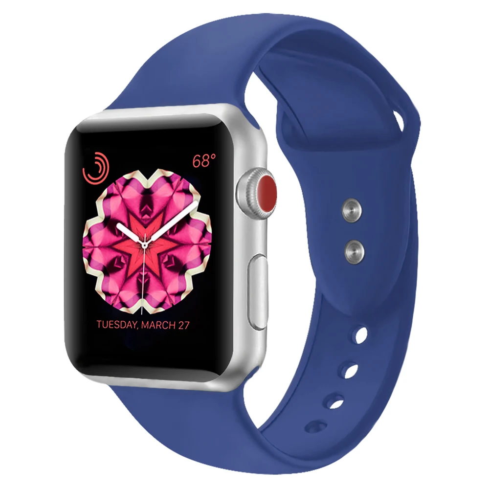 Силиконовый ремешок для Apple Watch 42 мм 38 iwatch 4 44 40 с двойной пряжкой watch 3 2 1|Ремешки
