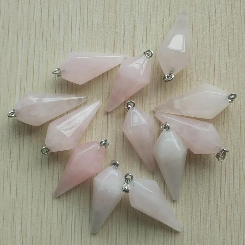 

Wholesale 12pcs/lot Fashion natural stone faceted Pendulum Pyramid Pendants 16x34mm For DIY jewelry making free shipping
