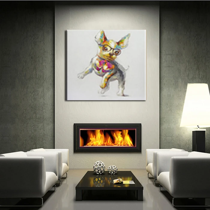 Цельнокроеное платье расписанную холст для живописи маслом с милой собачкой