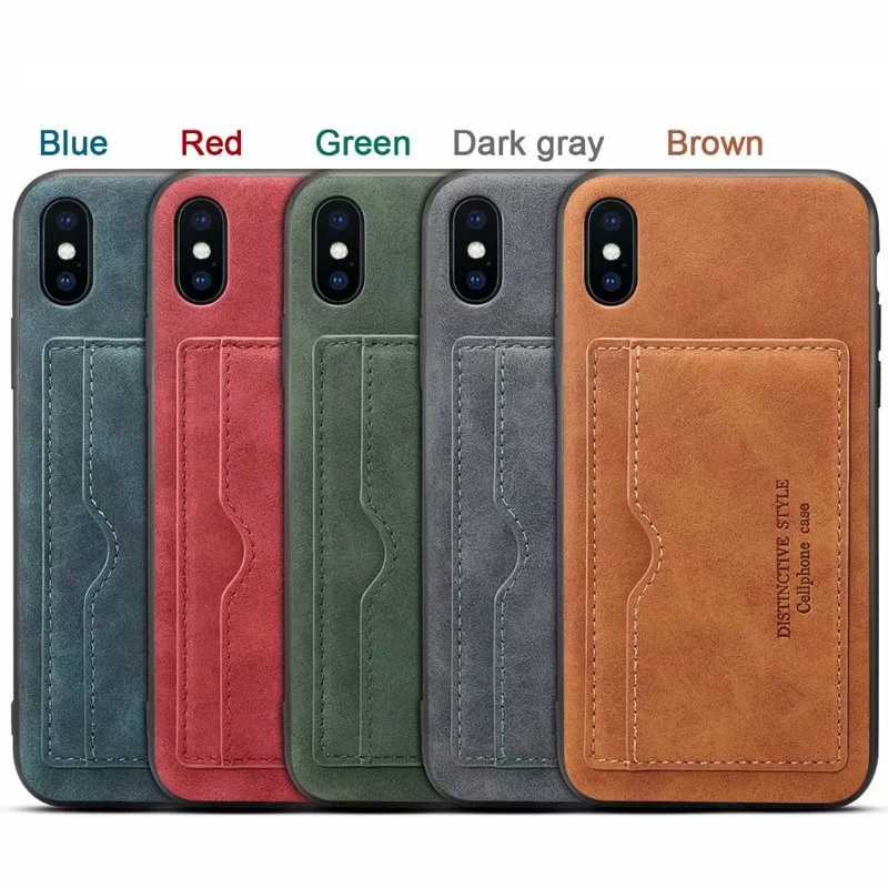 Card Slot Stand Cover for iPhone X Business Case Soft TPU Anti-Knock Shell iPhoneX Bag Sleeve Vintage Style Holder Capa Fundas | Мобильные