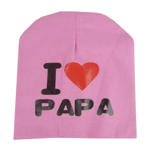 Pink love papa Вязаная шапка с помпоном для маленьких девочек и мальчиков, милая шапочка с надписью «I Love PAPA MAMA», детские шапки, облегающая шапка, шапочки для детей - Цвет: Pink love papa