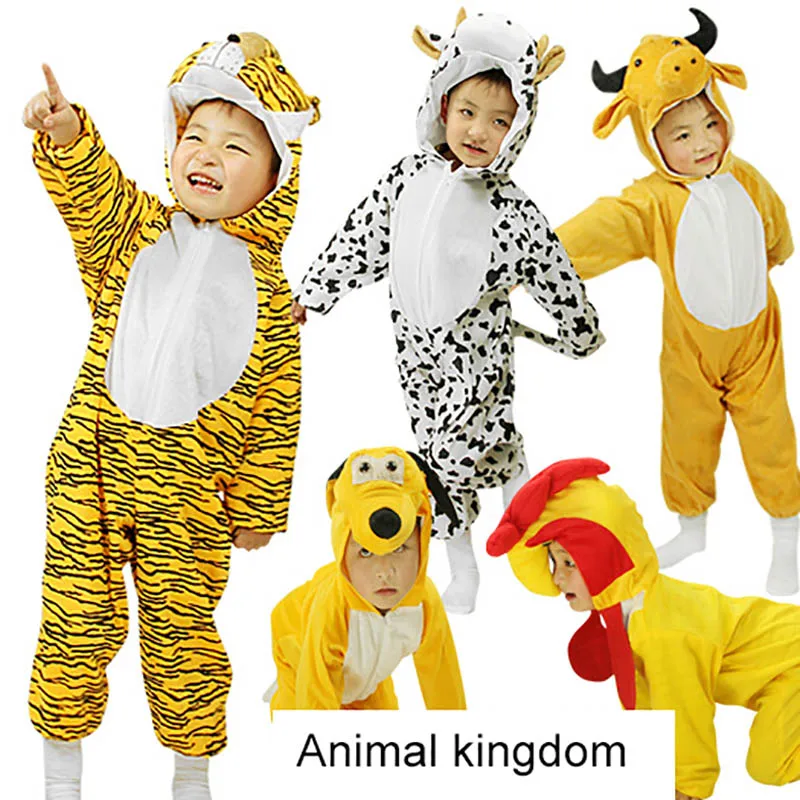 

Kids Hooded One-Piece Animal Cosplay Clothes Children Long Sleeves Jumpsuit Performance Children Goys Girls Animal Costumes Suit