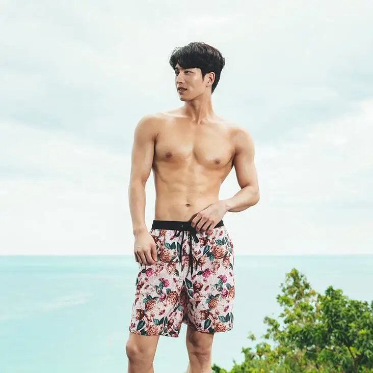 Couple Swimsuit Women Bikini Men Board Shorts Swimming Trunks Boxer Sweat Beach swimwear Surfing Board short Fitness - Color: men short