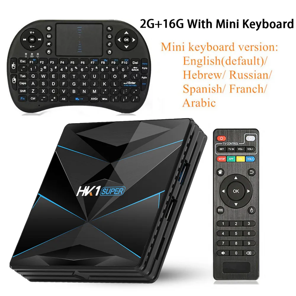 2G 16G with Keyboard HK1 супер Android 9,0 ТВ приставка Google Assistant RK3318 4K 3D Utral 4G 64G tv Wifi Play Store Бесплатные приложения быстрая приставка - Цвет: 2G 16G with Keyboard